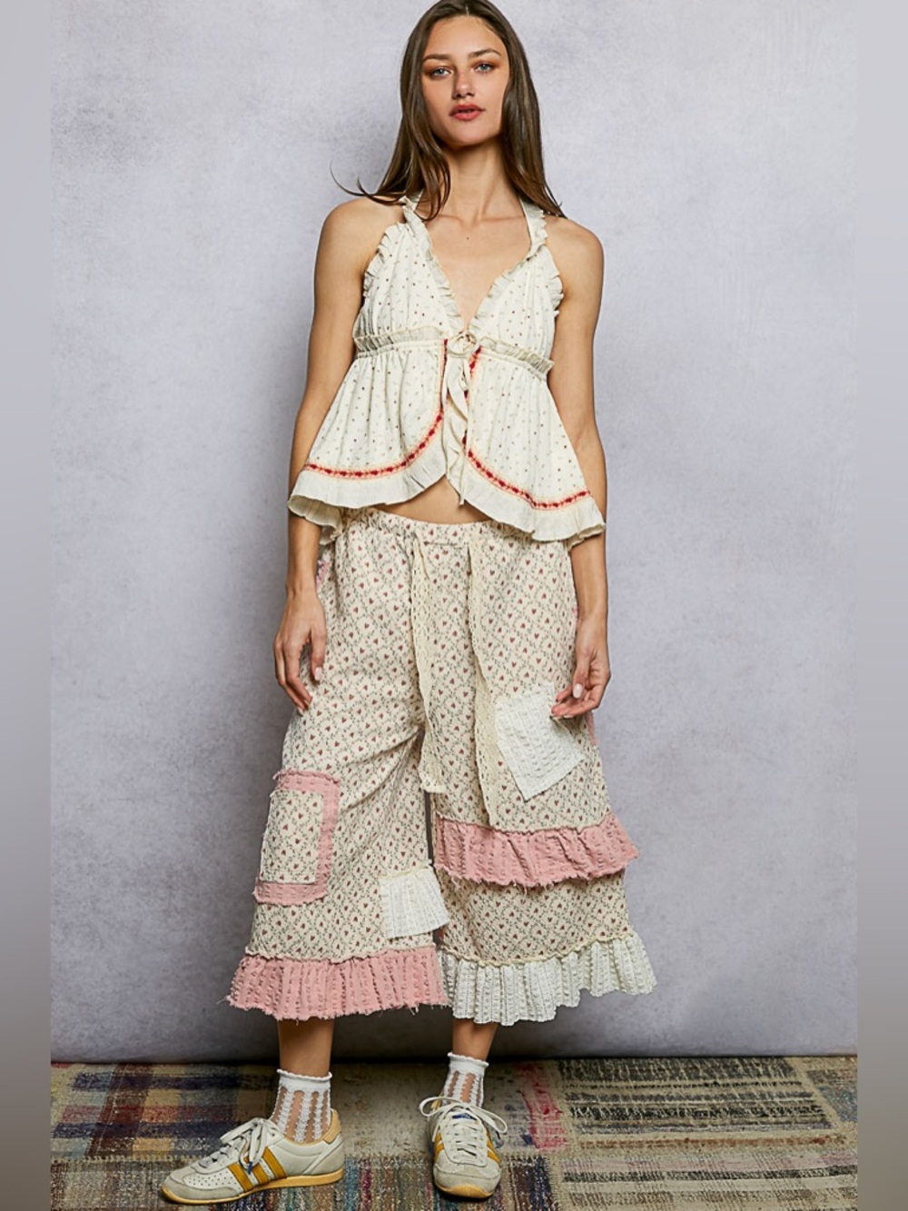 POL “ Honey Lace “ Halter Tank | Cream - Picture 7 of 8